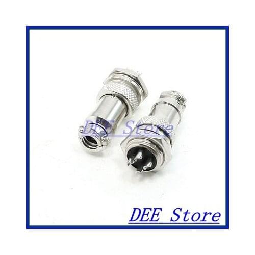 Panel Mounting 16mm Dia Thread 4Pin Metal Aviation Connectors Plugs 2 pcs