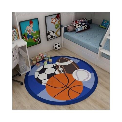 Cartoon Rugby Basketball Football Round Carpet Boys Children Room Bedroom Tent Desk Computer Chair Non-Slip Mat