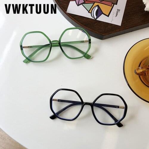 VWKTUUN Myopia Eyeglasses Frame Women Men Irregular Oversized Glasses Frame Reading Computer Glasses Blue Light Blocking Glasses