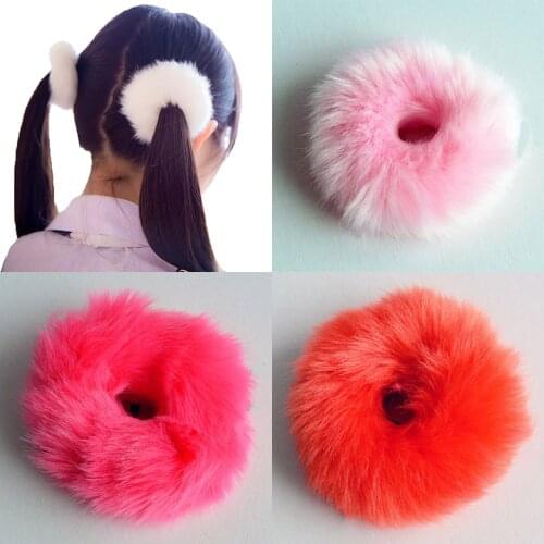 Fashion Cute Trendy Warm Soft Women Hairband Fake Rabbit Fur Elastic Hair Bands Girls Hair Accessories Rubber Hair Band