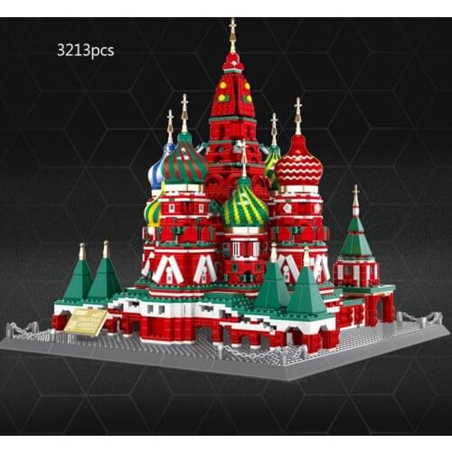 World famous Architecture building block Russia Moscow Saint Basils Cathedral assemble model bricks educational toys collection