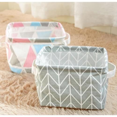 Foldable Storage Basket Canvas Fabric Waterproof Organizer for Nursery Kids Toys Makeup Desktop Organization with Handle 3colors