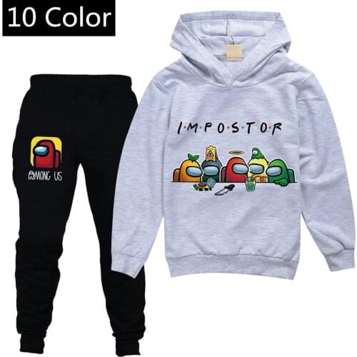 Among Us Impostor Video Game Boys Girls Hoody T-Shirt Pants 2pcs Sets Tracksuit Amongus Anime Print Children Kids Baby Clothes