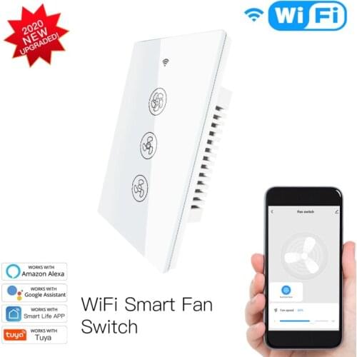 Tuya WiFi + RF433 Smart Ceiling Fan Switch Tuya/Smart Life App 2/3 Way Wireless Remote Control Work with Alexa Google Home