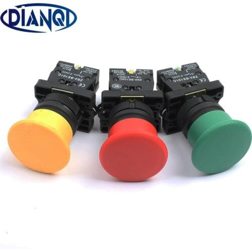 XB2-EC31 XB2-EC42 XB2-EC51 mushroom head push button switch 22mm Momentary self-Reset 1NO/1NC Red Green Yellow