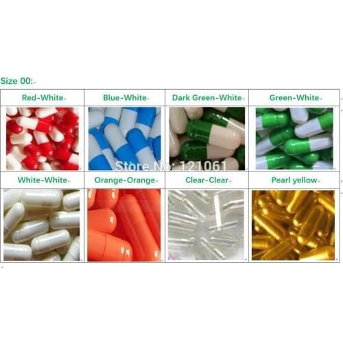 00# 200pcs!All kinds of Colored Capsules Size 00,Hard Gelatin Empty Capsule Size 00! (joined or seperated capsules available!)