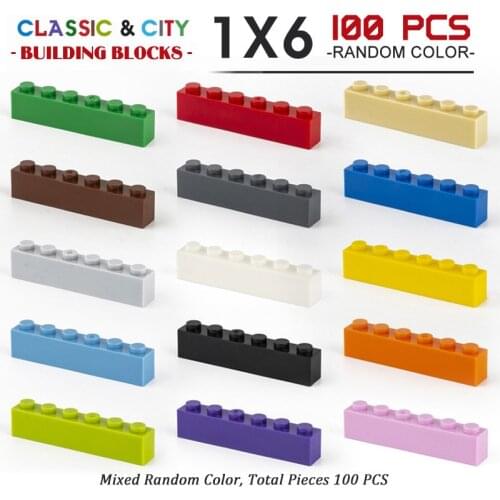 1*6 Classic Building Blocks For Children Toys Kids DIY Colorful Small City Bulk Creative Bricks Model 100-500PCS
