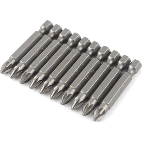 10Pcs 1/4" PZ2 Hex Pozi Screwdriver Bits Hand Repair Tools Set Kit 50MM
