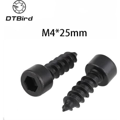 20pcs/lot Carbon Steel With Black M4*25 M4 x 25 Hexagon Socket Cap Head self tapping screw Model Screw DT2