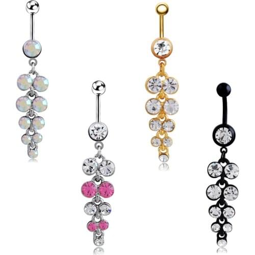 316L Steel Stainless Crystal Disco Surgical Rhinestone Pendant Belly Navel Button Ring Body Piercing for belly