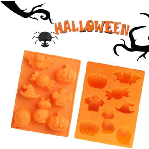3D Cake Mold Halloween Broom Pumpkin Witch Silicone Fondant Soap Cupcake Candy Chocolate Decoration Baking Tool Halloween