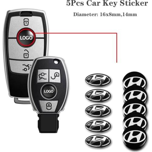 5Pcs 14mm 16x8mm Remote Car Key Logo Stickers For Hyundai Lantra Scoupe GDI I10 I20 I30 IX20 Sonata Tucson Jens Genesis Tiburon