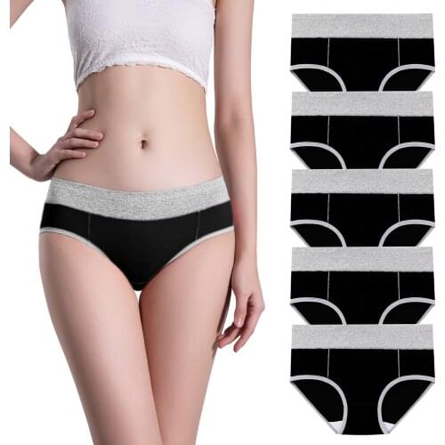 5pcs Womens Panties Underwear Mid-saist Butt-lifting Seamless Panties Solid Color Cotton Panties Female