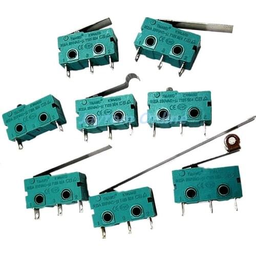 5pcs Micro Switch Roller Lever Arm SPDT Snap Action 5A 250V KW4A NC-NO-C With Pulley 3Pin 2Pin Stroke Limit Switch