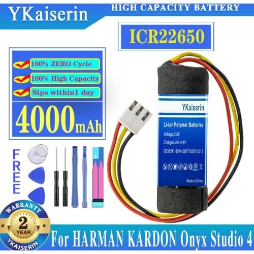 YKaiserin Battery ICR22650 4000mah for HARMAN KARDON Onyx Studio 4 ICR22650 Speaker Batteries