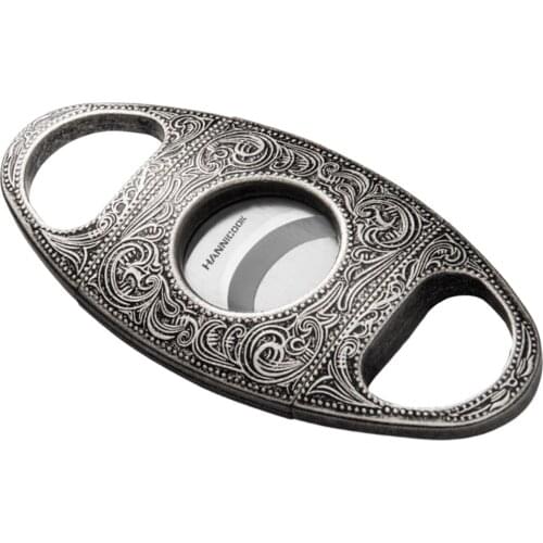 Antique Bronze Engraved Cigar Cutter Stainless Steel Guillotine Smooth Double Cut Blade for Most Size Cigars