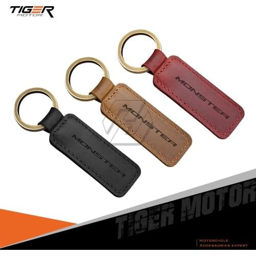 For Ducati 696 796 795 821 400 Monster Key Motorcycle Keychain Cowhide Key Ring