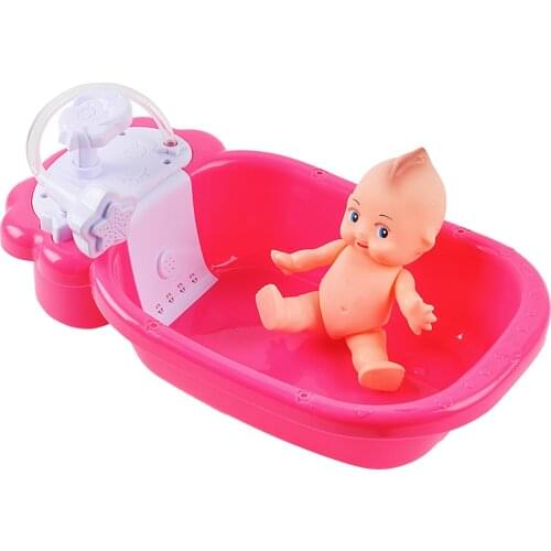 Infant Baby Shower Bathtub Toys Toddler Kids Doll Bath Tub with Sprayer for Ages 2