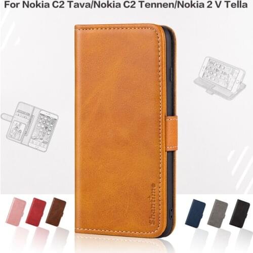 Flip Cover For Nokia C2 Tava Case Leather Luxury With Magnet Wallet Case For Nokia C2 Tennen Nokia 2 V Tella Phone Cover