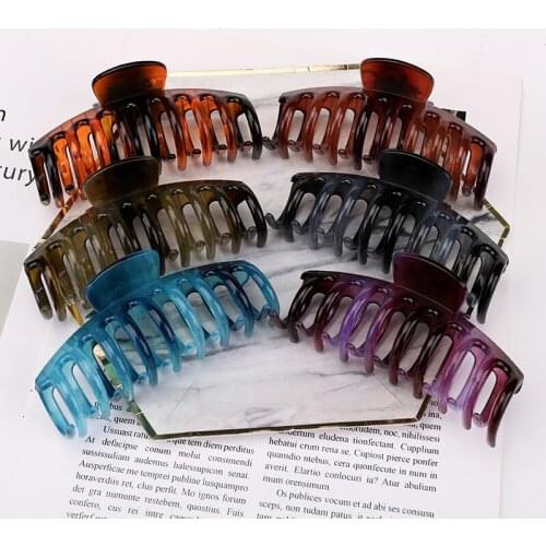 Cross-Border Exclusive For Color Tie-Dye AS Plastic Transparent Jelly Color Large Grabbing Clip Shower Tray Hairpin