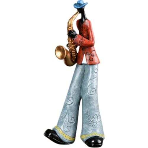 Creative Jazz Band Resin Statue American Style Vintage Musicians Saxophone Player Sculpture Figurine Artwork Bar Decor