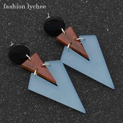 Fashion lychee Geometric Acrylic V Shaped Candy Color Dangle Earrings Hot Sale Women Girls Fashion Night Club Ear Jewelry