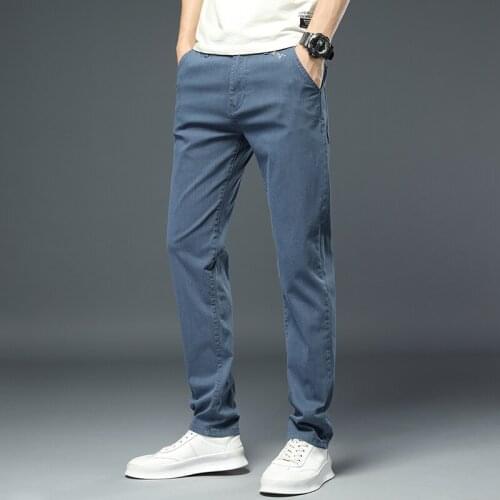 2021 Autumn New Classic Style Mens Stretch Slim Casual Pants Letter Embroidery Fashion Trousers Male Black Lake Blue Light Gray