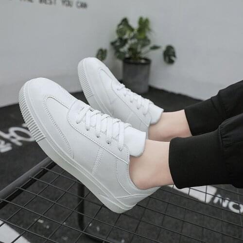 2020 Men Shoes Spring Autumn Casual Leather Flat Shoes Lace-up Low Top White Male Sneakers tenis masculino adulto Shoes