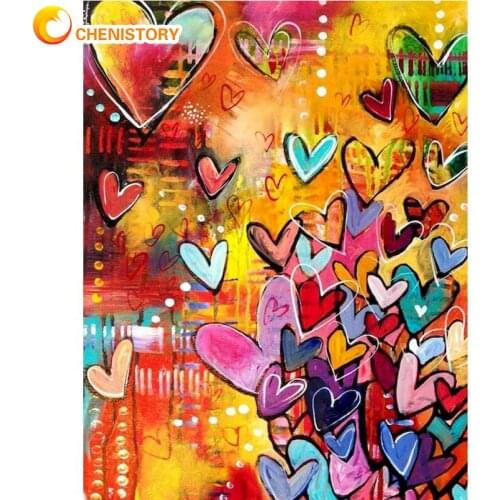 CHENISTORY Diamond Embroidery Heart Full Square Diamond Painting Kit Scenery 5D DIY Cross Stitch Rhinestone Mosaic Home Decor