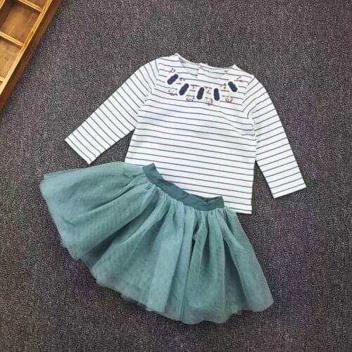 Mp Original Single New Pattern Baby Toddler Girl Children Long Sleeve T Pity Yarn Skirt Twinset
