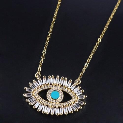 Micro zirconia Turkish Evil Eye Pendant Necklace Lucky turquoises stone Necklaces Women Jewelry acero inoxidable joyeria mujer