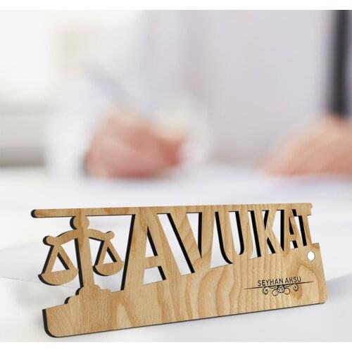 Personalized Professional Attorney Wood Table İsimliği (Model E19)