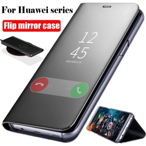 Shockproof Mirror Smart Flip Phone Case For OPPO Reno 3 4Z 4F 4 2 Lite Pro 4G 5G Fashion Window Holder Protection Stand Cover