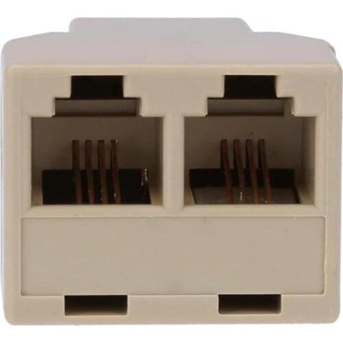 1 to 2 Female RJ11 Telephone Phone Jack Line Y Splitter Adapter Connector Beige RJ11 Connector Splitter