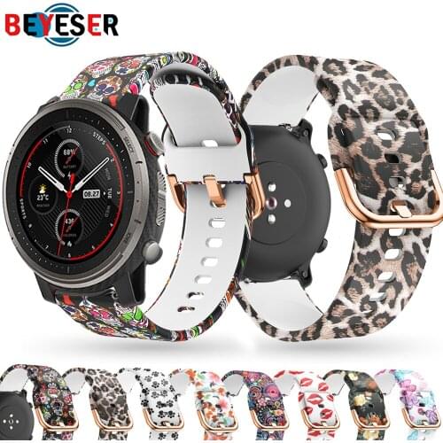 22mm Soft Print Silicagel Sports Watch Band Strap For Huami Amazfit Stratos 3 Smart Watch for Amazfit Pace Stratos 2/2S Bracelet