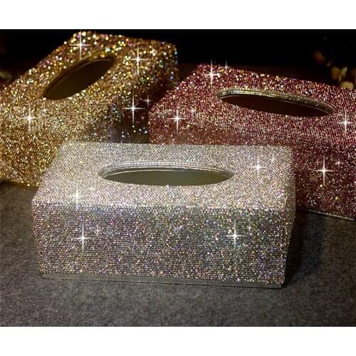 Luxury Tissue Box High-grade Crystal Diamond Napkin Holder Box Home Car Styling Bling Decor Living Room Facial Wipes Container