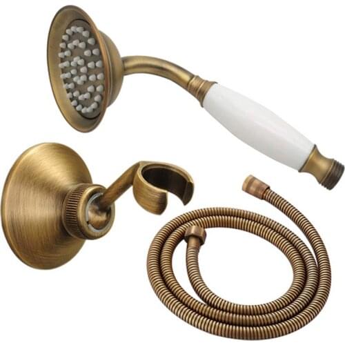 Antique Brass Telephone Style Bathroom Handheld Shower Head Water Saving Shower Head 1.5M shower hose Hand Shower Holder
