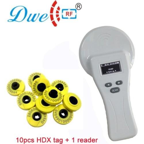 DWE CC RF 134.2KHz/125KHz cattle dog microchip scanner multi-functional FDX-B, ID64 and HDX RFID animal tag reader
