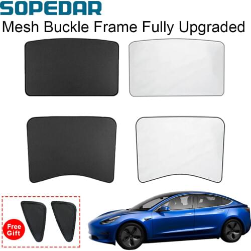 3rd New Upgrade Sun Shades Glass Roof Sunshade for Tesla Model 3 Front Rear Sunroof Windshield Skylight Blind Shading Net