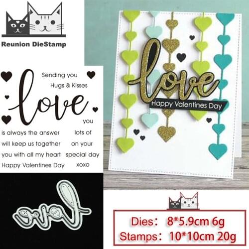 Reunion Love Heart Shape Metal Cutting Dies and Stamps Stencil for DIY Scrapbooking Photo Album Embossing Decorative Paper Card