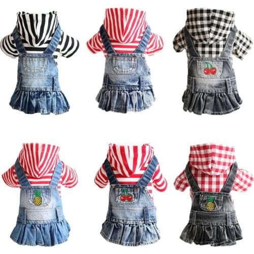 XS-2XL Jean Dog Dress Coat Pet Clothes For Dogs Stripe Puppy Clothes Small Dog Hoodie Coat Cute Dog Clothes Jacket ropa perro