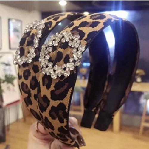 Women High End Pearl Headband Leopard Print Hair Jewelry Crystal Headband Hairband for Adults headwear Headband Animal Print