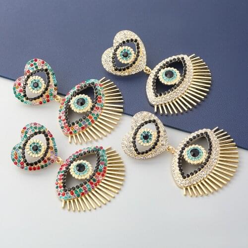 JIJIAWENHUA New Rhinestone Acrylic Dangling Eye Shape Womens Earrings Dinner Party Fashion Statement Jewelry Accessories