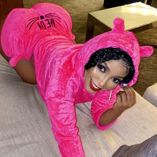 Dourbesty 2021 Autumn Women Flannel 2 Pcs Shorts Sets Cute Plush Outfits Embroidery Letter Print Long Sleeve Hooded Loungewear