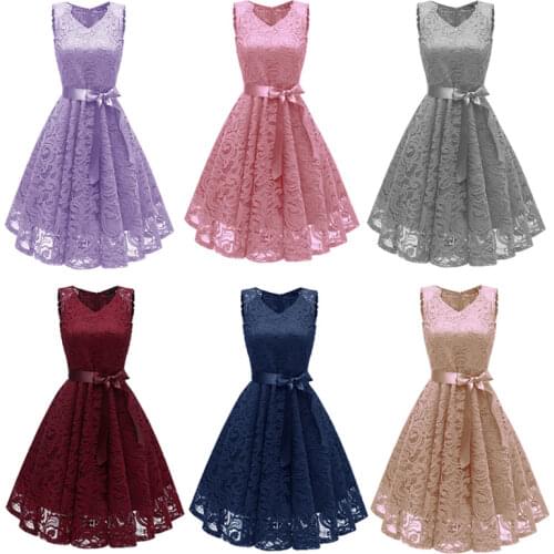 Vintage Women Elegant Lace Tank Evening Party Dress Sexy V-neck Sleeveless Hollow Out Dress Ladies Ball Gown Midi Dresses