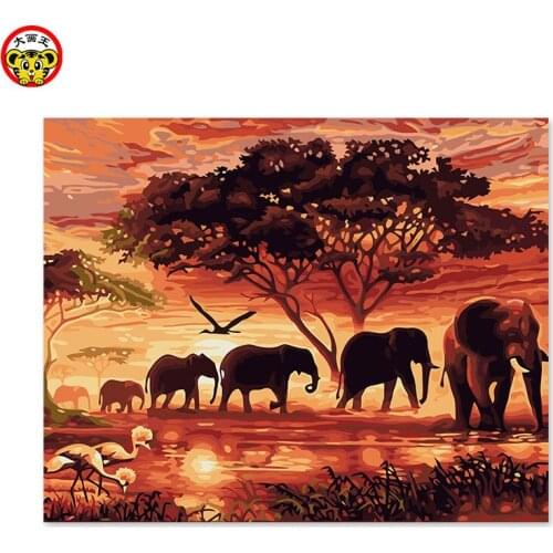 Painting by numbers art paint by number DIY decoration living room bedroom sofa background painting elephant