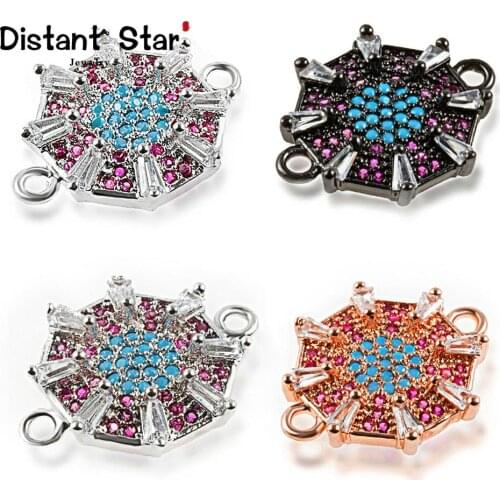 0.6*0.8in Brass Cubic Zirconia Jewelry Bracelet Accessories Diy Ladies Necklace Making Connector Crystal Precision Micro Inlay