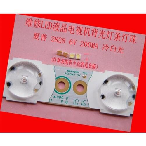 100piece/lot FOR repair Sharp LED LCD TV backlight Article lamp SMD LEDs 6V 2828 Cold white light emitting diode