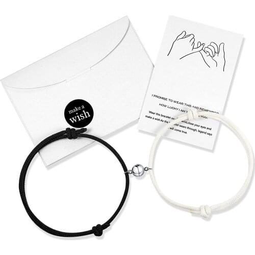 2pcs Couple Magnet Attract Each Other Creative Personality Couple Bracelet Men and Women Charm Girl Bracelet Jewelry Lover Gift