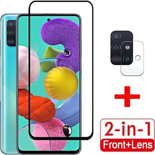 2 in 1 Screen Protector Full Protective Glass For Samsung A51 Pro Back Camera Lens film Tempered Glass On Samsung A71 A51